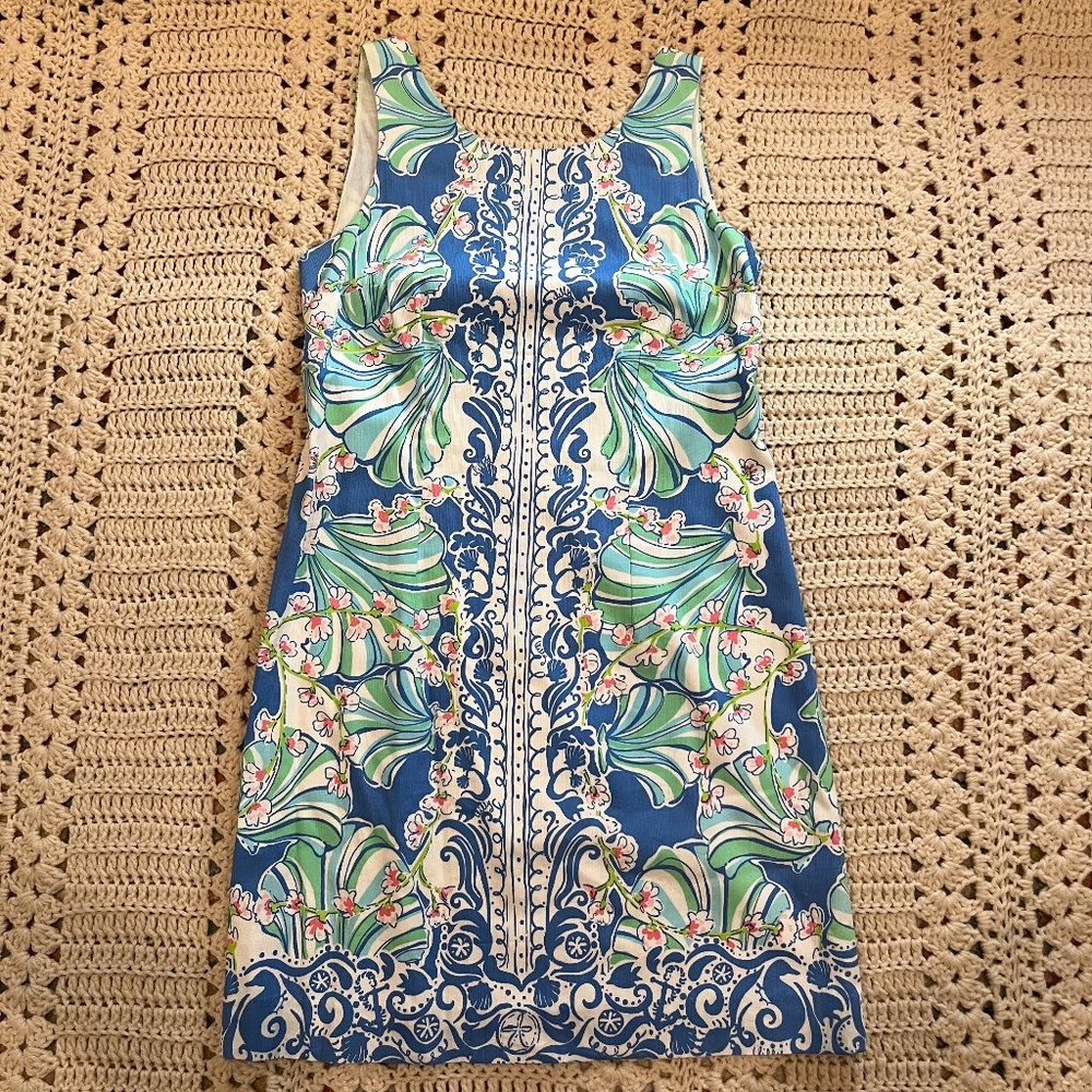 Lilly Pulitzer Cathy Shift Dress in Bay Blue Coasting Engineered Shell Size 0